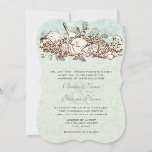 Mint Rustic Forest Vods Oak Tree Wedding Kaart