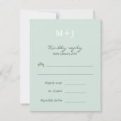 Mint Rustic Monogram Krans Trouwen RSVP antwoord (Voorkant)
