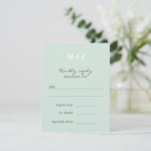 Mint Rustic Monogram Krans Trouwen RSVP antwoord (Staand voorkant)