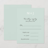 Mint Rustic Monogram Krans Trouwen RSVP antwoord (Voorkant / Achterkant)
