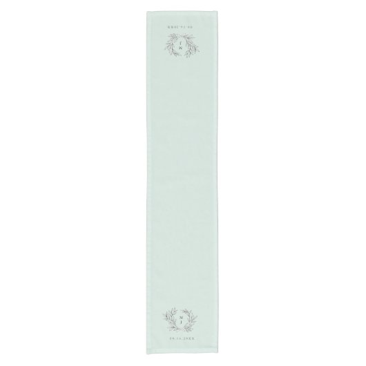 Mint Rustic Monogram Wreath ReceptionTable Runner Korte Tafelloper (Voorkant)