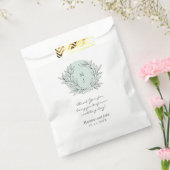 Mint Rustic Monogram Wreath Wedding Favor Bedankzakje (Gezegeld)