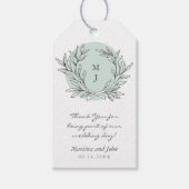 Mint Rustic Monogram Wreath Wedding Favor Label Cadeaulabel (Voorkant)