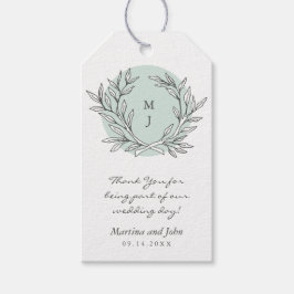 Mint Rustic Monogram Wreath Wedding Favor Label Cadeaulabel