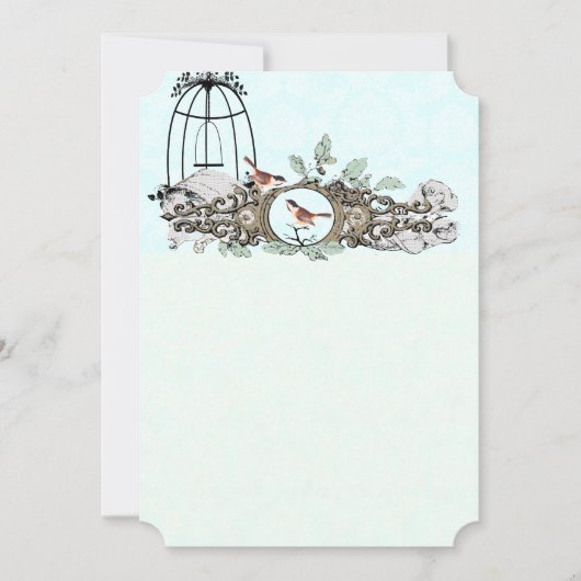 Mint Rustic Romantic Love Bird Birdcage Kaart (Voorkant)