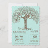 Mint Rustic Romantic Love Bird Swirly Tree Kaart (Voorkant)