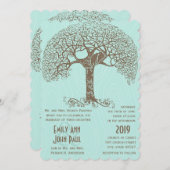 Mint Rustic Romantic Love Bird Swirly Tree Kaart (Voorkant / Achterkant)