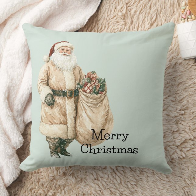 Mint Rustic Santa Christmas Kussen (Deken)