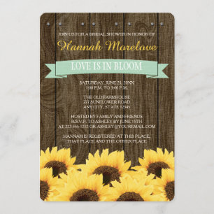 MINT RUSTIC SUNFLOWER BRIDAL SHOWER INVITATION KAART