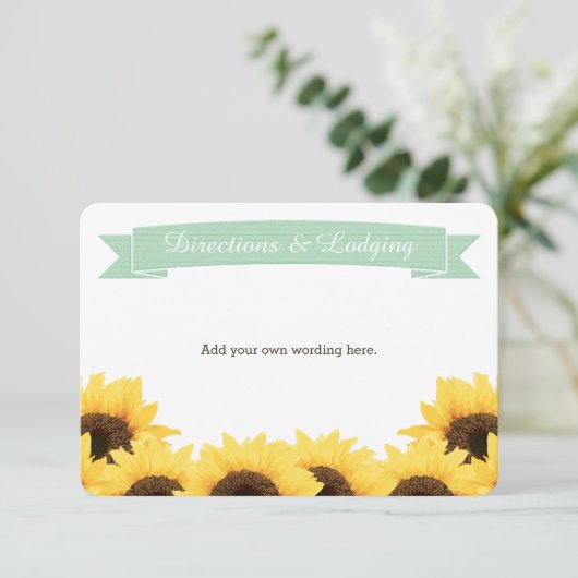 MINT RUSTIC SUNFLOWER ENCLOSURE INSERT INFORMATIEKAARTJE (Staand voorkant)