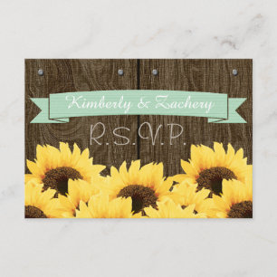 MINT RUSTIC SUNFLOWER RSVP-KAART RSVP KAARTJE