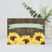 MINT RUSTIC SUNFLOWER RSVP-KAART RSVP KAARTJE (Staand voorkant)