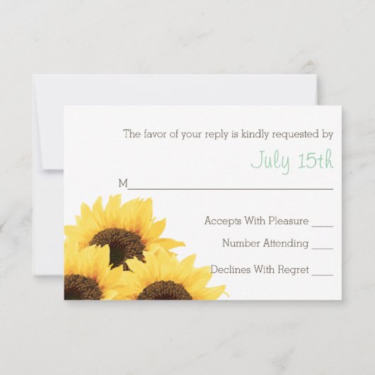MINT RUSTIC SUNFLOWER RSVP-KAART RSVP KAARTJE (Achterkant)