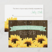 MINT RUSTIC SUNFLOWER RSVP-KAART RSVP KAARTJE (Voorkant / Achterkant)