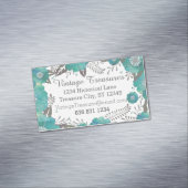 Mint Rustic Waterverf Floral Pattern Visitekaartje Magneet (Voorbeeld)