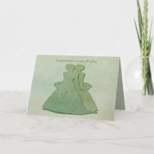 Mint Rustic Wedding Congress Card Lesbian Brides Kaart