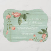 Mint Rustiek Elegant Hout Perzik Blush Rozen Kaart (Voorkant / Achterkant)