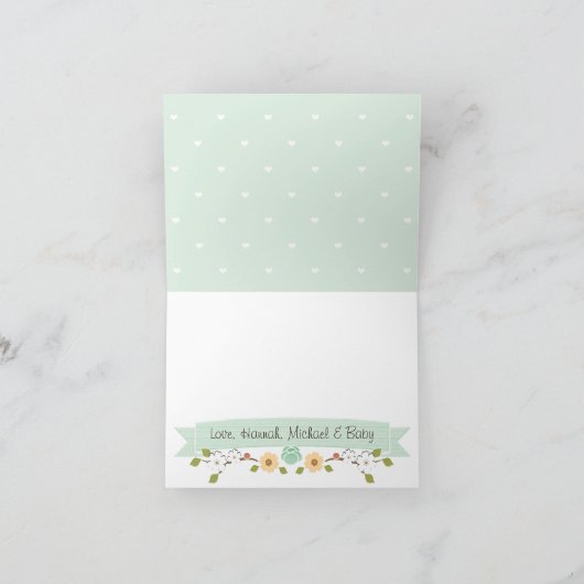 MINT RUSTIEKE BLOEMEN BOHO BABY SHOWER BEDANKKAART (Binnen)