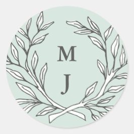 Mint rustieke Monogram krans Sticker