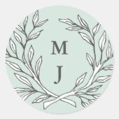 Mint rustieke Monogram krans Sticker (Voorkant)