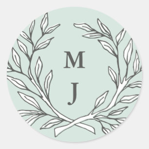 Mint rustieke Monogram krans Sticker