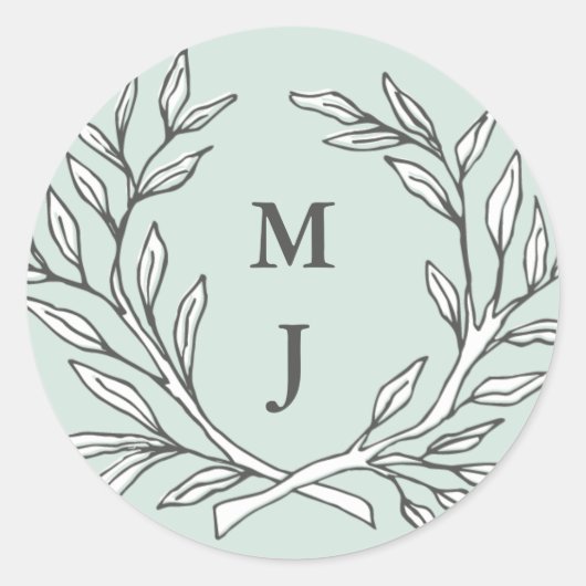 Mint rustieke Monogram krans Sticker (Voorkant)