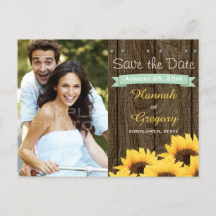 MINT RUSTIEKE ZONNEBLOEM SAVE THE DATE BRIEFKAART