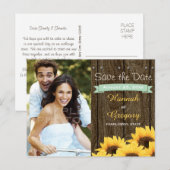 MINT RUSTIEKE ZONNEBLOEM SAVE THE DATE BRIEFKAART (Voorkant / Achterkant)