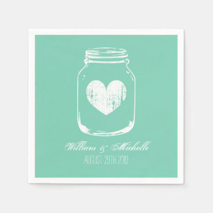 Mint-rustisch land, chic mason jar bruiloft servet