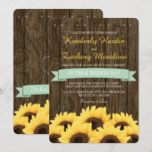 MINT RUSTISCHE ZONLOWER WEDDING INVITATION KAART (Voorkant / Achterkant)