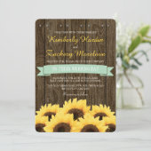 MINT RUSTISCHE ZONLOWER WEDDING INVITATION KAART (Staand voorkant)