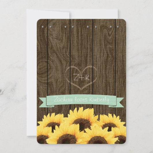 MINT RUSTISCHE ZONLOWER WEDDING INVITATION KAART (Achterkant)