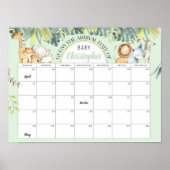 Mint safari een leuk oerwoud baby shower kalender poster (Voorkant)
