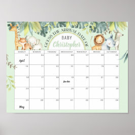Mint safari een leuk oerwoud baby shower kalender poster