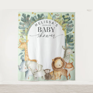 Mint Safari thema gender neutrale moderne achtergr Wandkleed