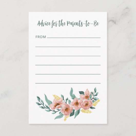  Mint Sage Blush Bloemen Aangepast Baby shower Advieskaart (Voorkant)