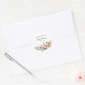  Mint Sage Blush Bloemen Aangepast Baby shower Ronde Sticker (Envelop)