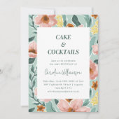 Mint Sage Blush Pink Floral Birthday Party Kaart (Voorkant)