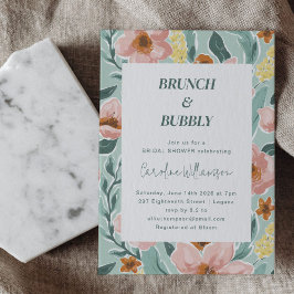  Mint Sage Blush Pink Floral Vrijgezellenfeest Kaart