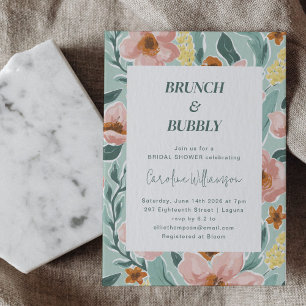  Mint Sage Blush Pink Floral Vrijgezellenfeest Kaart