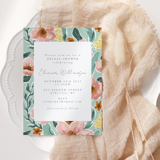  Mint Sage Blush Pink Floral Vrijgezellenfeest Kaart