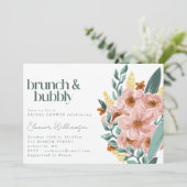  Mint Sage Blush Roze Bloemen Brunch Bubble Kaart (Staand voorkant)