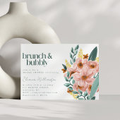Mint Sage Blush Roze Bloemen Brunch Bubble Kaart