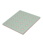 Mint Sage en Peach Modern Floral naadloos Tegeltje (Zijkant)