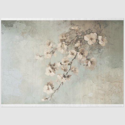 Mint Sage Green Abstracte kersenbloesems Tissuepapier (Voorkant)