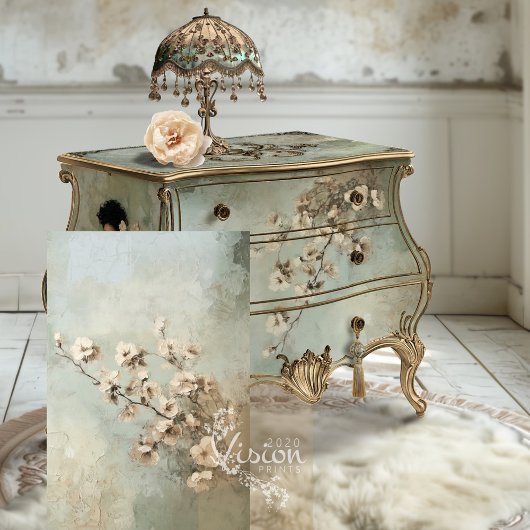 Mint Sage Green Abstracte kersenbloesems Tissuepapier