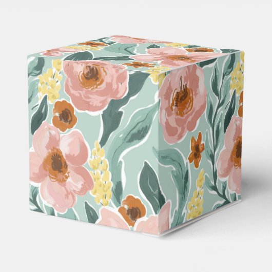 Mint Sage Roze Bloemen Custom Baby shower Dank u Bedankdoosjes (Achterkant)