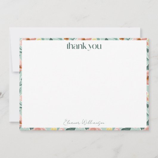 Mint Sage Roze Bloemen Custom Vrijgezellenfeest Bedankkaart (Voorkant)