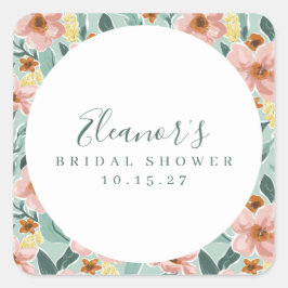 Mint Sage Roze Bloemen Script Vrijgezellenfeest Aa Vierkante Sticker