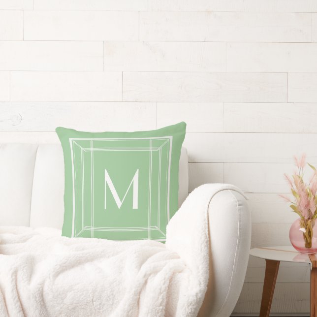 Mint salie en wit monogram kussen (Bank)